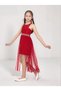 Girl's Waist-Tied Tulle Embroidered Stylish Red Evening Dress Graduation Special Occasion Dress - 2