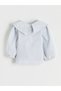 Ecru striped baby girl blouse and leggings with bow collar detail - 3