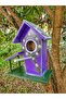Handmade, Purple, Bird Nest with Terrace/Feeder, Garden Balcony Tree Decor - 3
