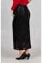 Black Sequin Long Pencil Skirt Lined Stylish Model - 7