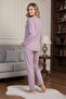 Women's Rose Dry Lace Button Detailed Special Design Long Sleeve Plus Size (Oversized) Pajama Set - 3