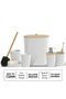 6 Pcs Bathroom Accessories Set, Toilet Brush, Soap Dispenser, Toothbrush Holder, Cup, (White S) - 6