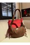 Bow Bag Brown Women's Lined Bag with Bow Detail and Zipper Baguette Handle Bag - 2