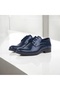 Boys' Dark Blue Leather Officer Model Lace-Up Classic Stylish Shoes - 4