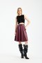 Winmoda Women's Faux Leather Skirt with Velvet Inside - L Stretch Fabric Elastic Waist Knee Length Bell Skirt - 4