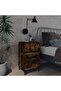 Bed Cabinet with Metal Legs Smoked Oak 40x35x69 cm