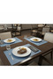 6-Person 12-Piece Rectangular Blue Leather American Service Placemats - 3