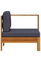 Middle Sofa with 1 Armrest Dark Grey Solid Acacia Wood - 2