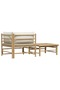 2 Piece Garden Lounge Set with Cream White Cushions Bamboo - 8