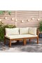 2 Piece Sofa Set with Cream White Cushions Solid Acacia Wood