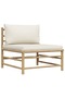 2 Piece Garden Lounge Set with Cream White Cushions Bamboo - 4
