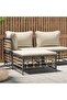 Garden Footstool with Beige Cushion Poly Rattan