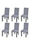 6 Dining Chairs Fabric Upholstery Dark Grey High