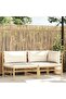 2 Piece Garden Lounge Set with Cream White Cushions Bamboo