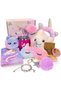 Unicorn Gifts for Girls Ages 3-10 - Toys Set with Light Up Plush Pillow, Diary, Headband &