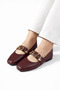 Melora Women's Ballet Flats Office Shoes Burgundy Leather Gold Note Accessory Strapped Ballet Flats STC1203 - 2