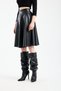 Leather Flared Knee-Length Skirt with Velvet Inside – Premium Elegance |   Velvet Lined Faux Leather Statement Skirt - 8