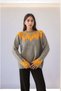 Women's Crew Neck Patterned Long Sleeve Sporty Stylish Knitwear Sweater Suitable for Hijab - 2