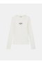 Gj Long Sleeve Crew Neck Embroidered Slim Fit Women's Cream T-Shirt W6Rp22Ka0H1-G053 - 5