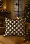 Minimal Black Patterned Decorative Throw Pillow Cover |   Duck Fabric 43X43 cm - Elowen Black - 4