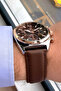 Functions Active Original Brown Genuine Leather Cord Men Wristwatch 3Atm Waterproof Hme2074C4 - 4