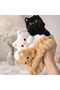 Furry Plush Beige Color Headband with Cat Figure - 3