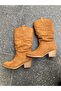 Brown Outer Material Suede No Zipper and Laces Women's Boots - 2