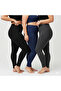 Women's Plus Size High Waist Stretchy Leggings – Black/Navy/Grey - 3