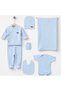 Seasonal 7-Piece Blue Cotton Newborn Baby Boy Hospital Discharge Set (with Blanket) - 4