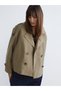 Giyçık Store Khaki Double-Breasted Collar Oversize Women's Trench Coat