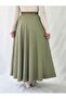 Green Plaid Patterned High Waist Cashemere Fabric Maxi Length Flare Skirt - 6