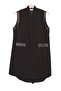 Women's Sea Chenille Leather Zipper Detailed Quality Black Vest - 3