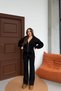 Fleece Inside Comfortable Cut K Hooded Zippered Black Tracksuit Set - 3