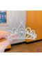 Scalloped Girl's Princess Crown Pearl Zircon Stone Hair Bun Clip Wedding Wedding Henna Birthday Crown - 3