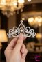 Scalloped Girl's Princess Crown Pearl Zircon Stone Hair Bun Clip Wedding Wedding Henna Birthday Crown - 2