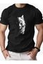 Unisex Oversize Printed Cotton Crew Neck Short Sleeve Black T-Shirt Kurt