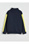 Navy Blue Mock Neck Fenerbahçe Printed Boys' Zippered Sweatshirt - 2