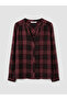 Burgundy Shrug Collar Plaid Oversized Blouse