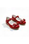 Girl's Ballet Flats Red – Patent Leather with Bow, Ankle Velcro for Holidays - 2