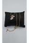 Stainless Steel Gold Color Bow Themed Zircon Stone Necklace - 6