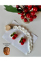 Newborn Hairless Baby Hair Clip and Pacifier Strap Handmade Knitted Set of 3