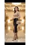 Bitter brown above the knee Slit Stretch Fabric stylish skirt below the knee - 2
