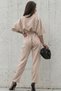Women's Shirt with Pocket Detail and Belted Shirt Collar Tulle Jumpsuit - 6