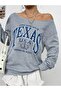 Women's Texas Usa Printed Boat Neck Oversized Sweatshirt - 4