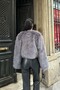 Women's Anthracite Soft Textured Short Faux Fur Coat Esr008 - 6