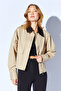 Stone Collar and Cuff Velvet Paneled Short Trench Coat |   Mkw351518-01 - 5