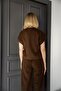 Women's Corduroy V-Neck Short-Sleeved Asymmetrical Blouse Vest - 8