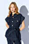 Rins Washed Coffee Double Pocket Belted Rins Washed Denim Vest |   Mkw375309-01 - 2