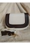 Women's Beige Canvas Saddle Shoulder Bag Stylish Crossbody Bag with Brown Leather Detail