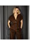 Women's Corduroy V-Neck Short-Sleeved Asymmetrical Blouse Vest - 4
